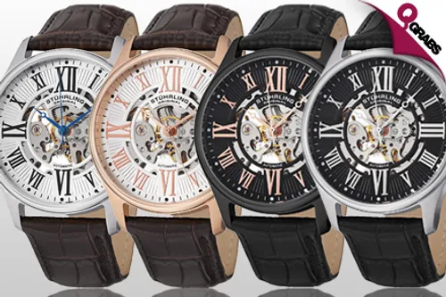 For QR499 Be Sleek & Stylish with a Men’s Stührling Skeleton Watch - Choose from 4 Dapper Designs! (QR1547 Value)